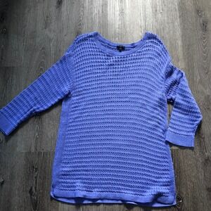 Talbots‎ Sweater Top Petite XLP Lavender Cotton Open Weave Long Sleeve Tunic